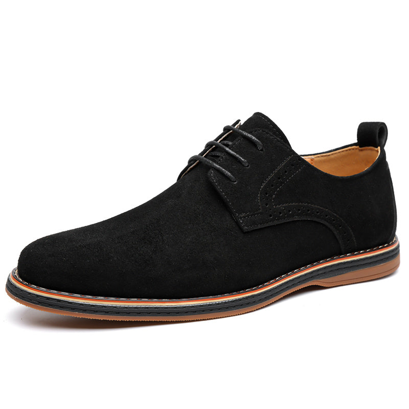 Black brogue Detail Derby Shoes for Men in Soft Suede