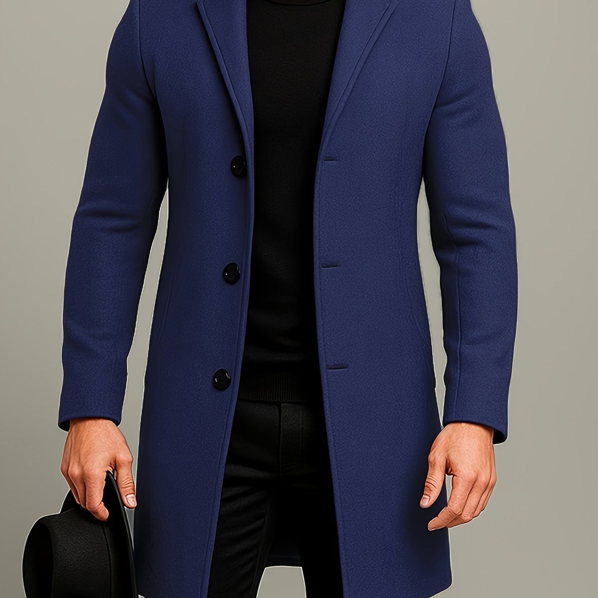 Three Button Overcoat with Notch Lapel