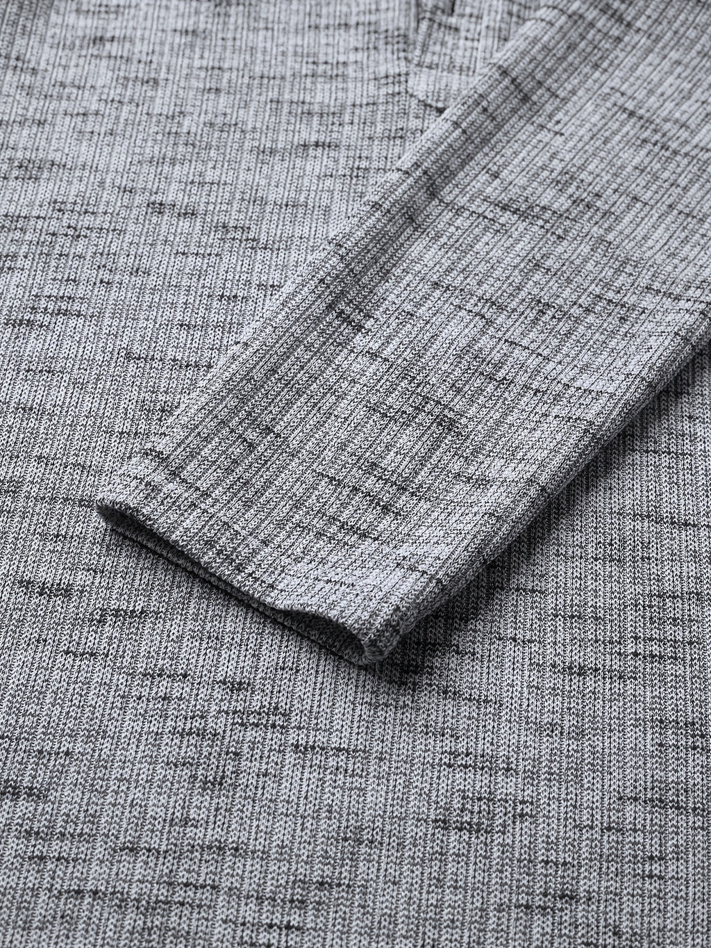 Marled Knit Henley Shirt with Button Placket