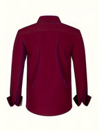 Mens dress shirt in Burgundy, back view