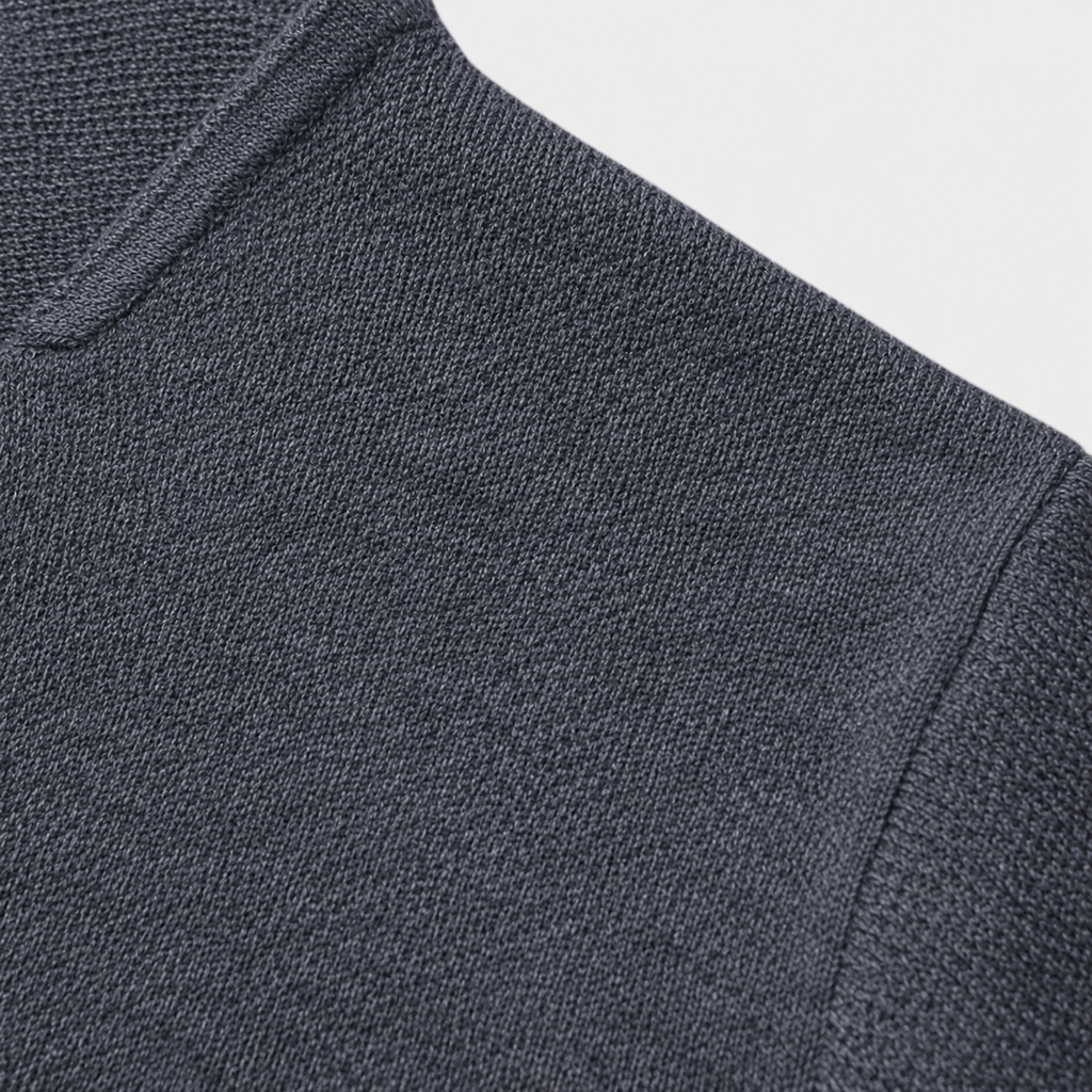 Mens cardigan in Gray, close-up of the knit