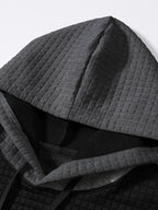 Mens hoodie in Gray, close-up of the waffle knit hood