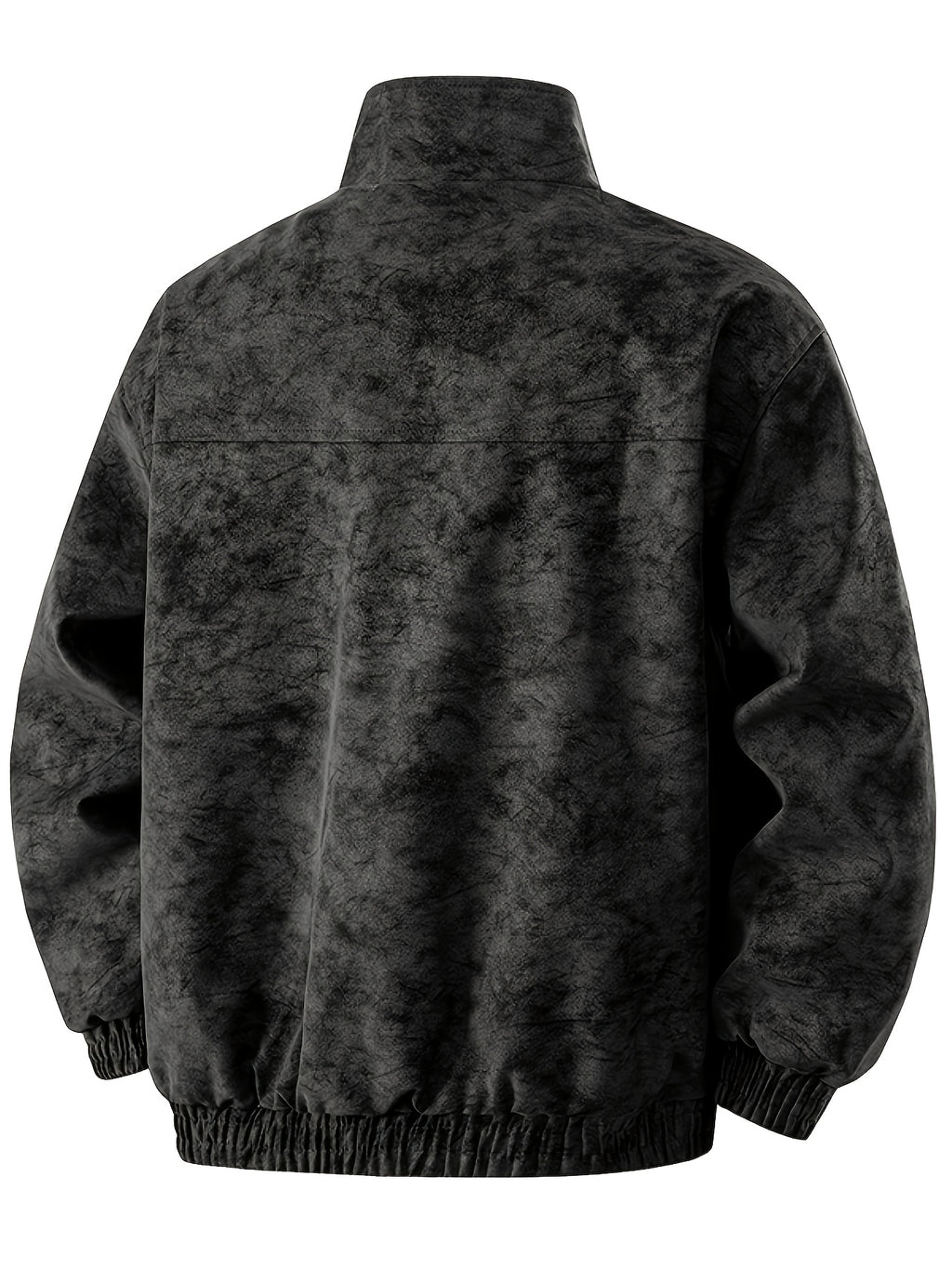 Fleece Lining Suede Work Jacket with Stand Collar