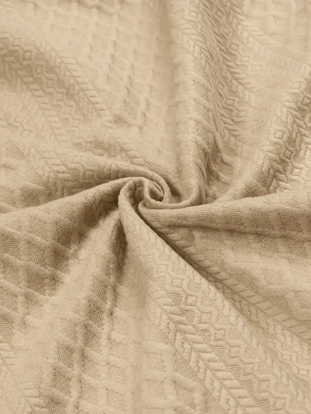 Mens mock neck sweater in Khaki, raised diamond knit texture