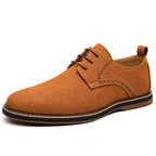 Tan brogue Detail Derby Shoes for Men in Soft Suede