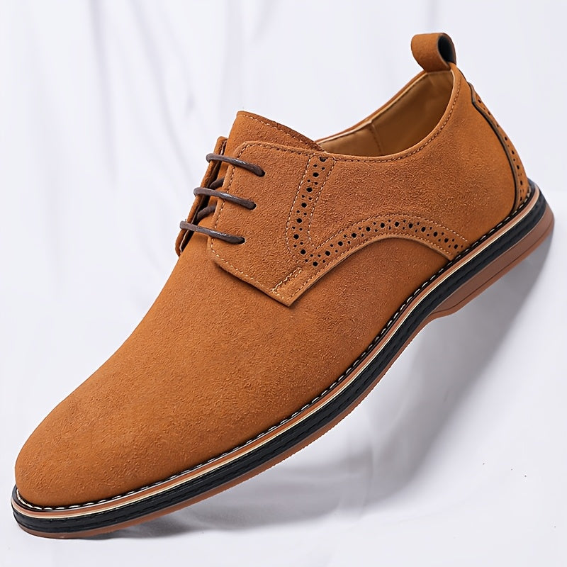 Brogue Detail Derby Shoes for Men in Soft Suede
