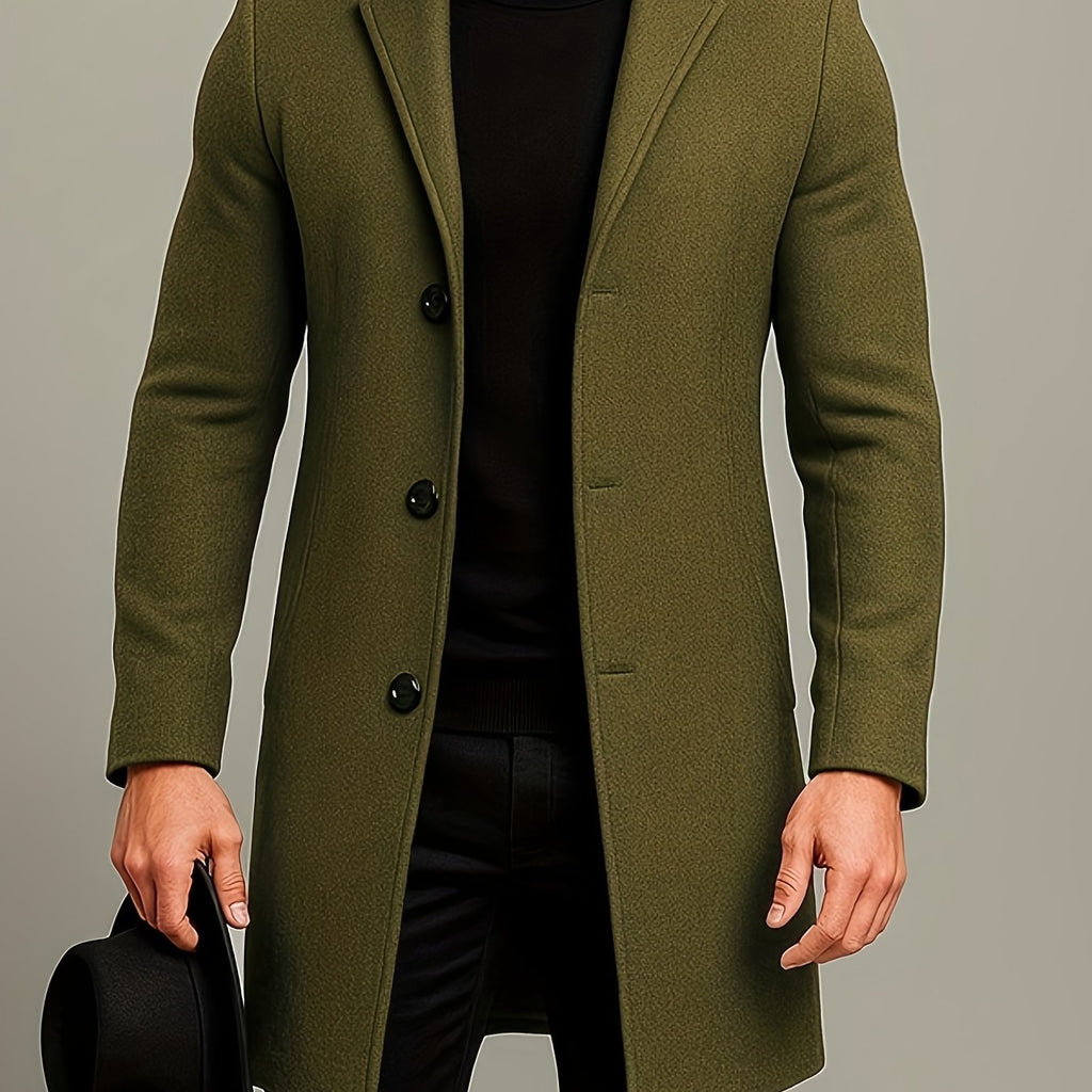 Three Button Overcoat with Notch Lapel