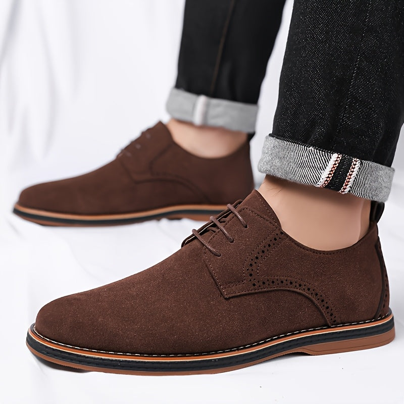 Brogue Detail Derby Shoes for Men in Soft Suede