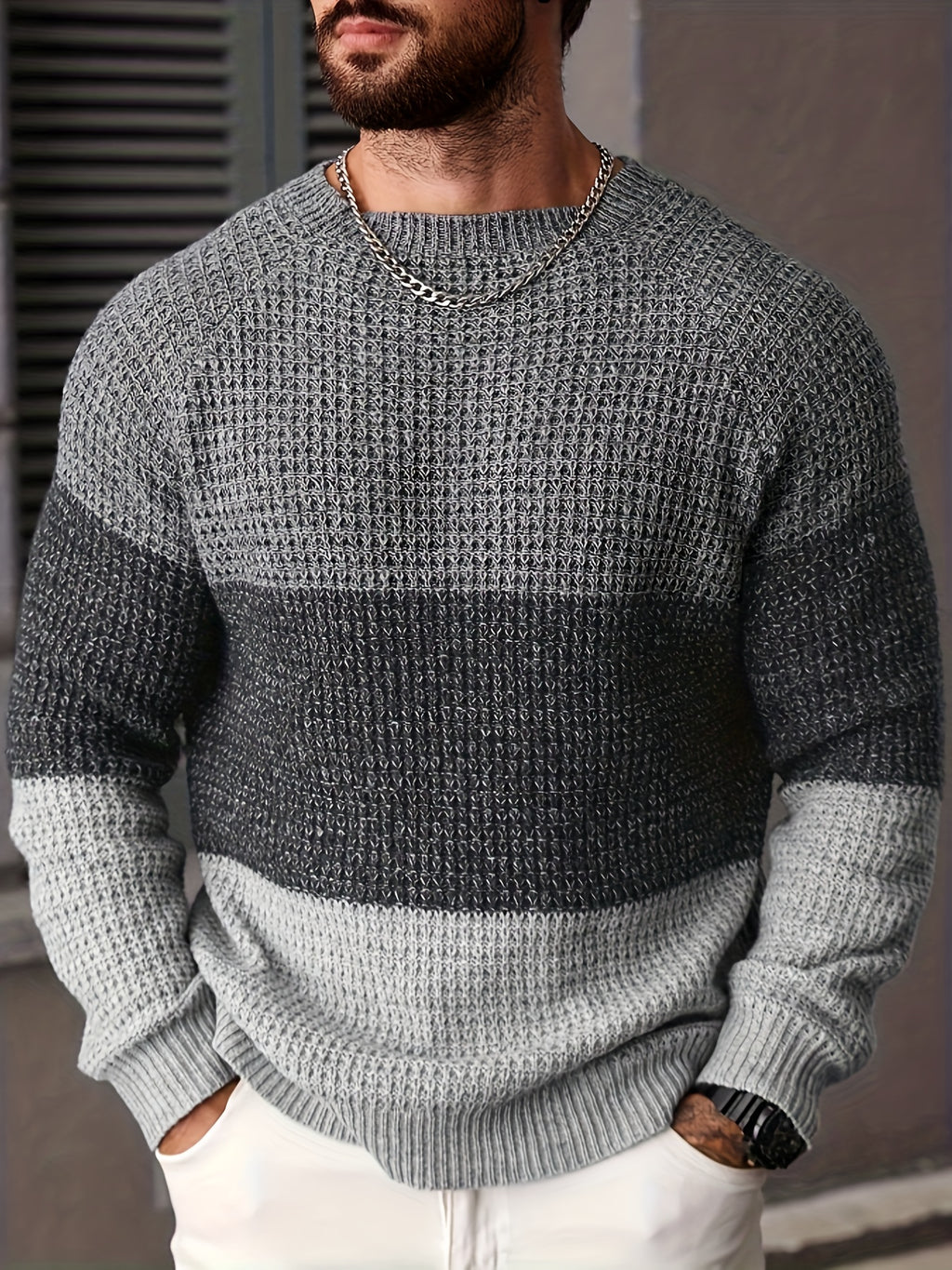 Color Block Crewneck Sweater
