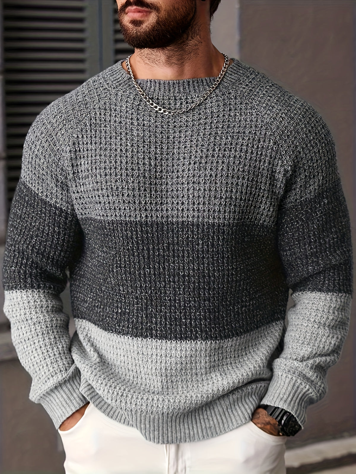 Color Block Crewneck Sweater