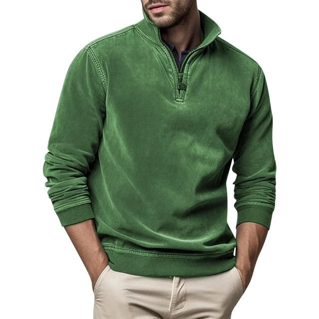 Green quarter Zip Pullover for Men