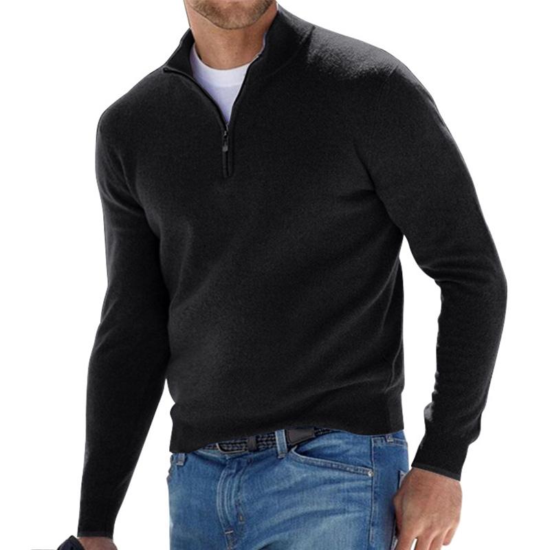 Black Quarter Zip Sweater for men