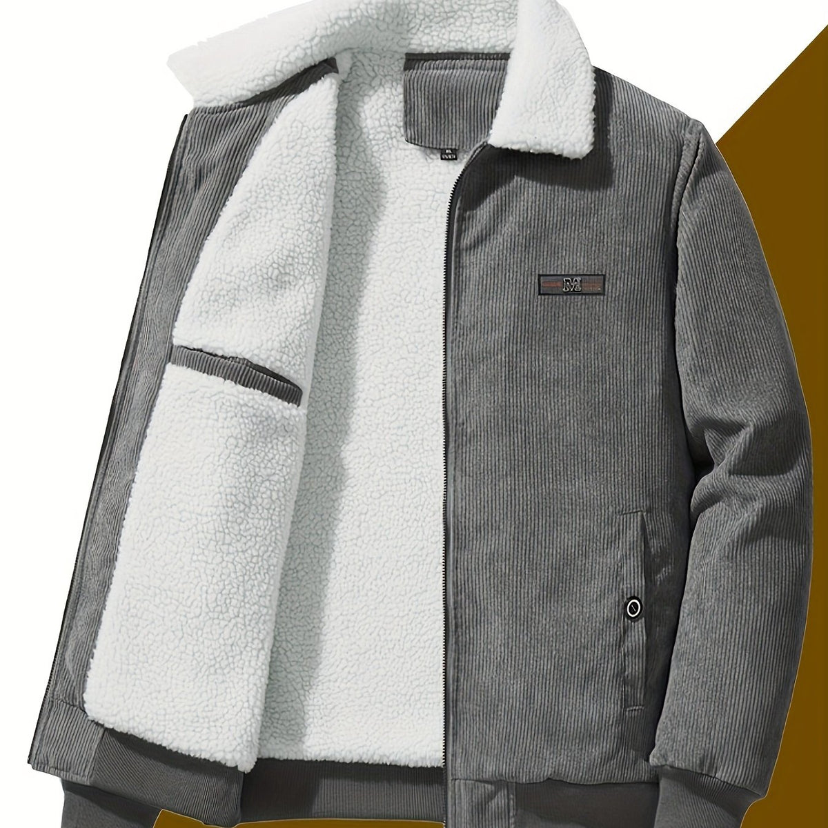 Chest Pockets Shirt Jacket with Sherpa Lining