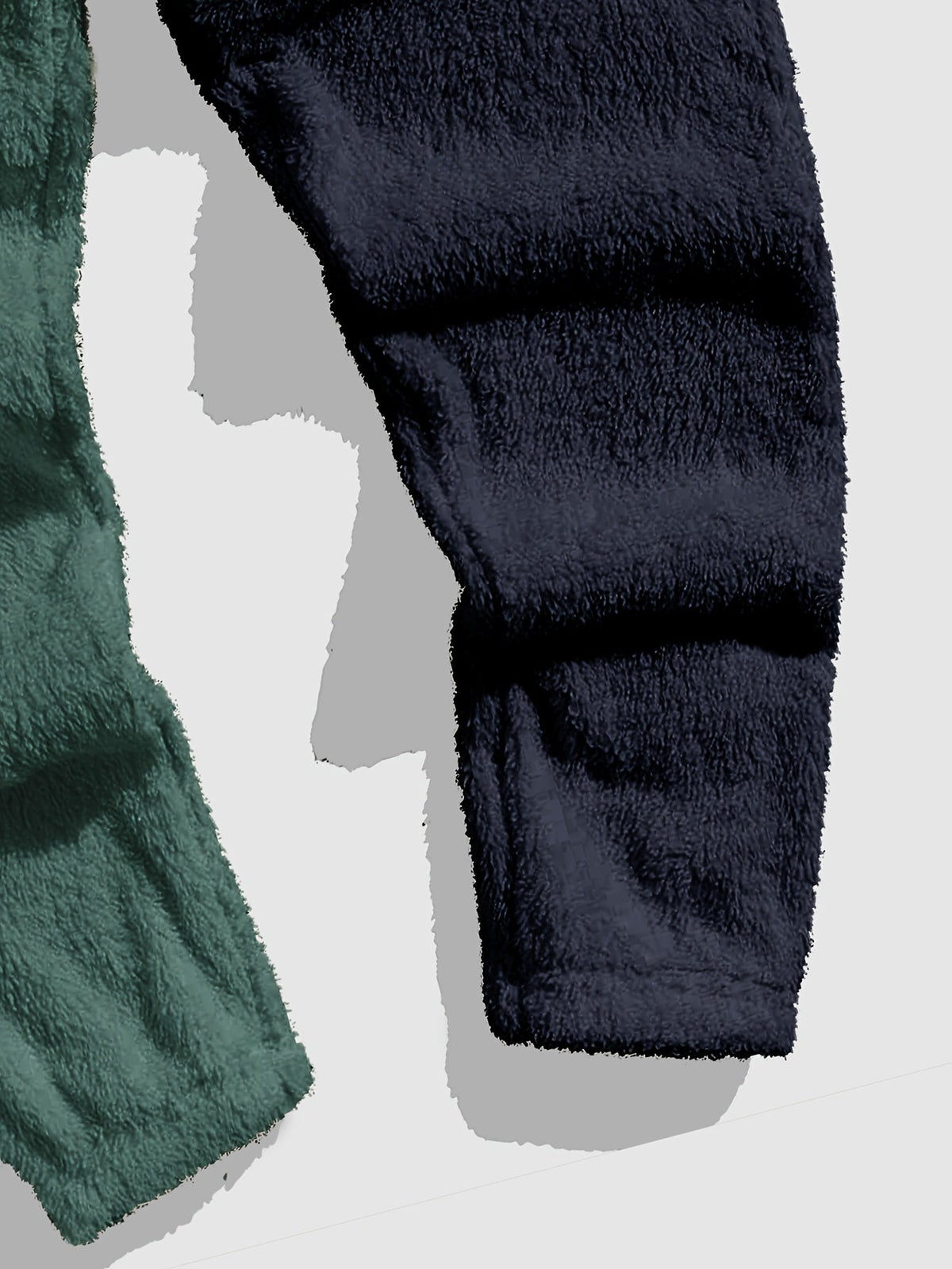 Mens sherpa fleece tracksuit in Navy, close-up of the cuffed jogger leg