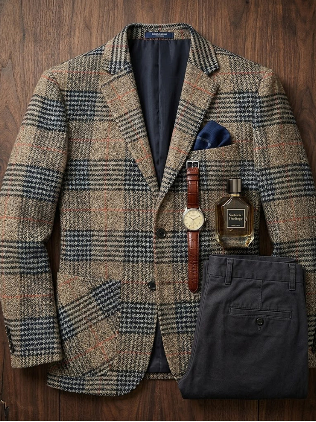 Tan Check Blazer for men, view 5