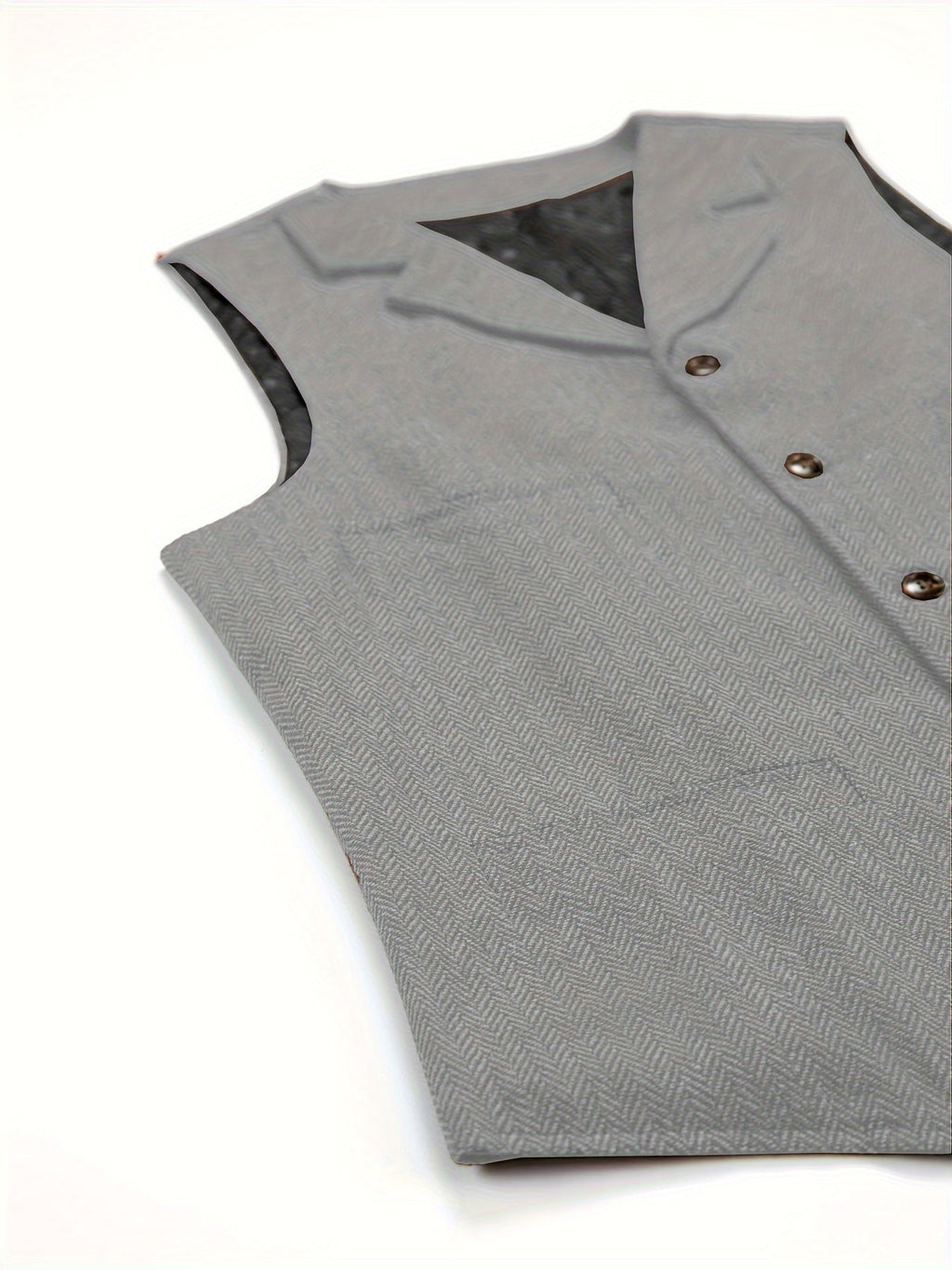 Herringbone Suit Vest for Men with Button Front