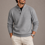 Mens polo sweater in Gray, front view on a model