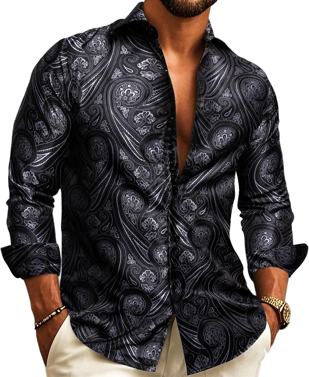 Charcoal Paisley Dress Shirt for men