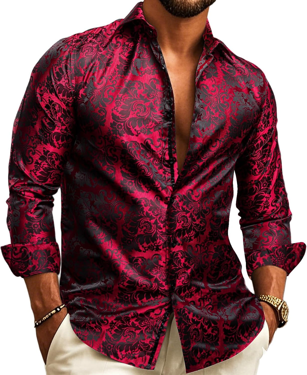 Wine Paisley Dress Shirt for men