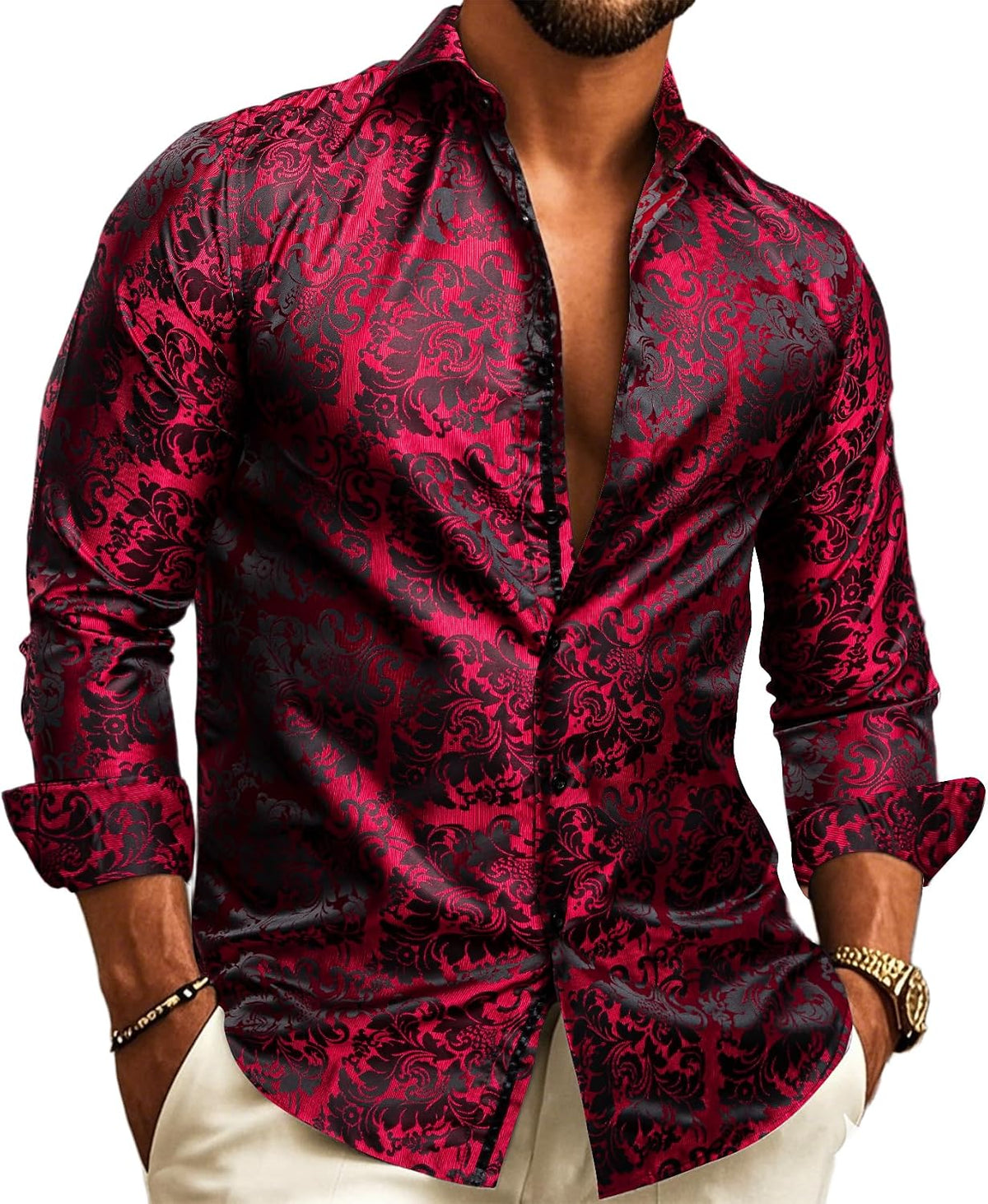 Wine Paisley Dress Shirt for men
