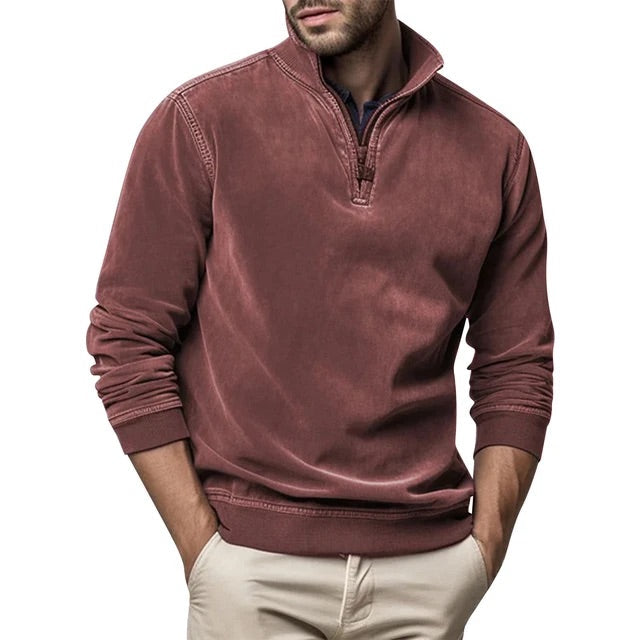 Burgundy quarter Zip Pullover for Men