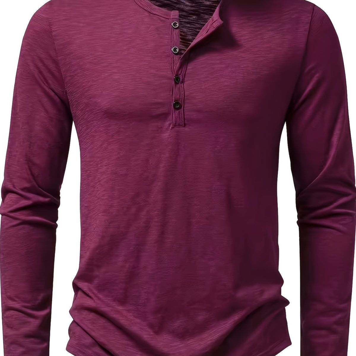 Curved Hem Henley Shirt with Button Placket