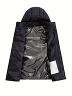 Mens heated jacket in Black, open, showing the inner lining