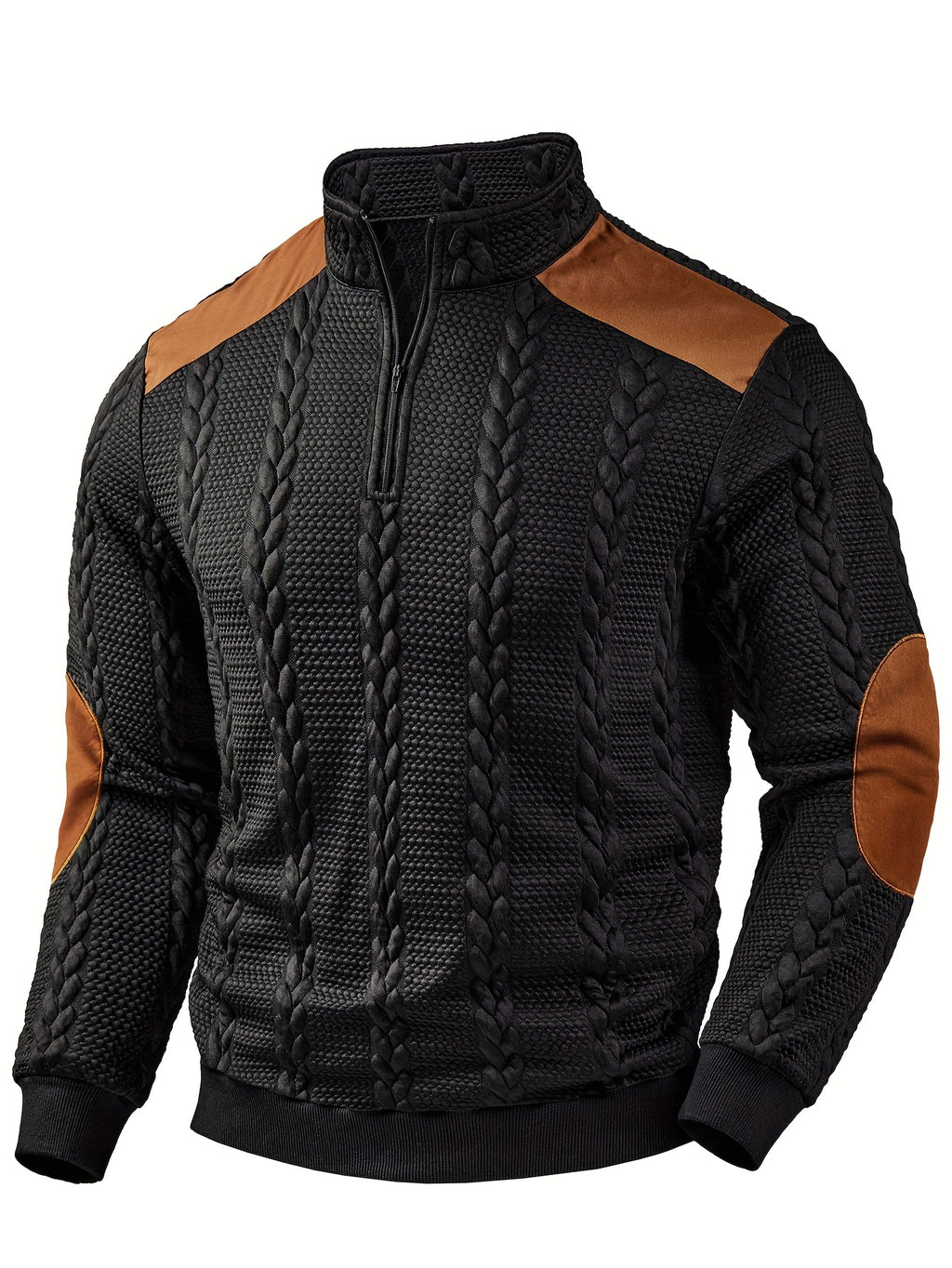 Black Quarter Zip Sweater for men