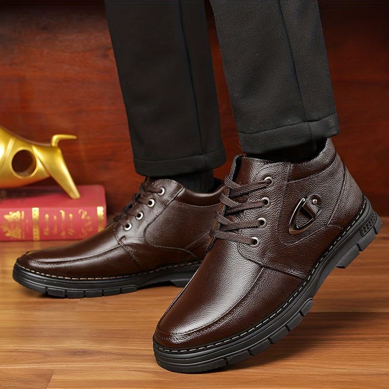 Warm Lined Winter Boots for Men with Lace Up Front