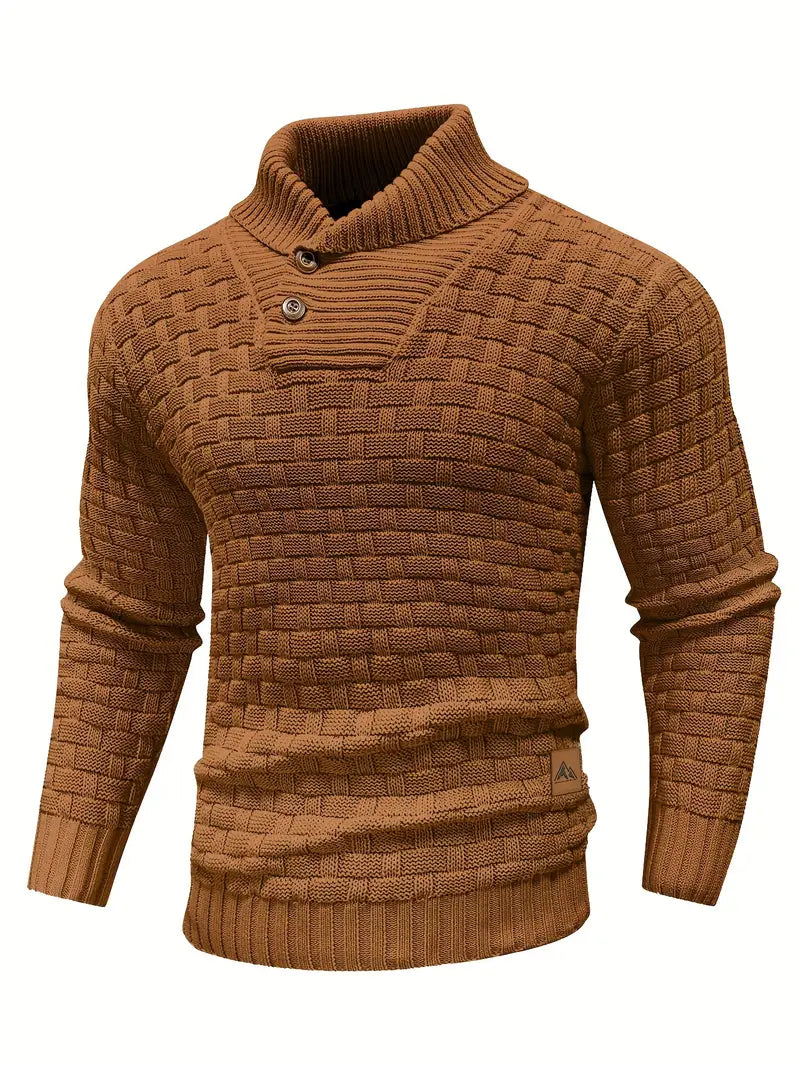 Brown Shawl Collar Sweater for men