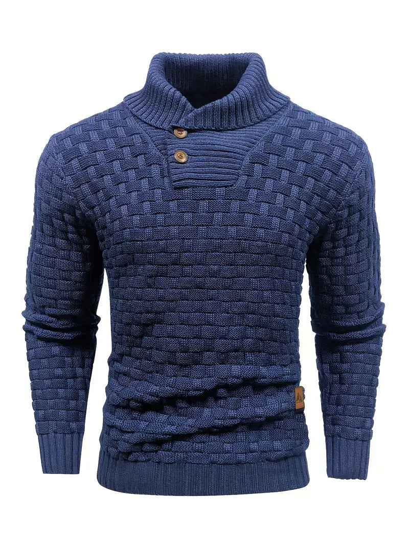 Blue Shawl Collar Sweater for men