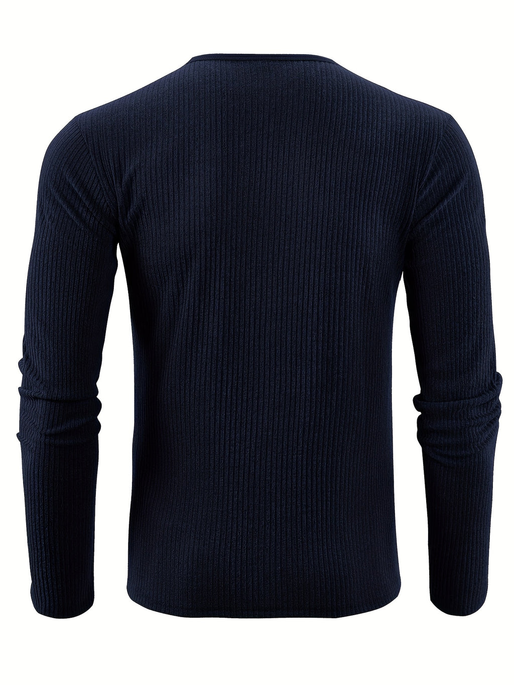Ribbed Knit Henley Shirt with Button Placket