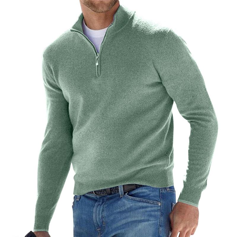 Green Quarter Zip Sweater for men