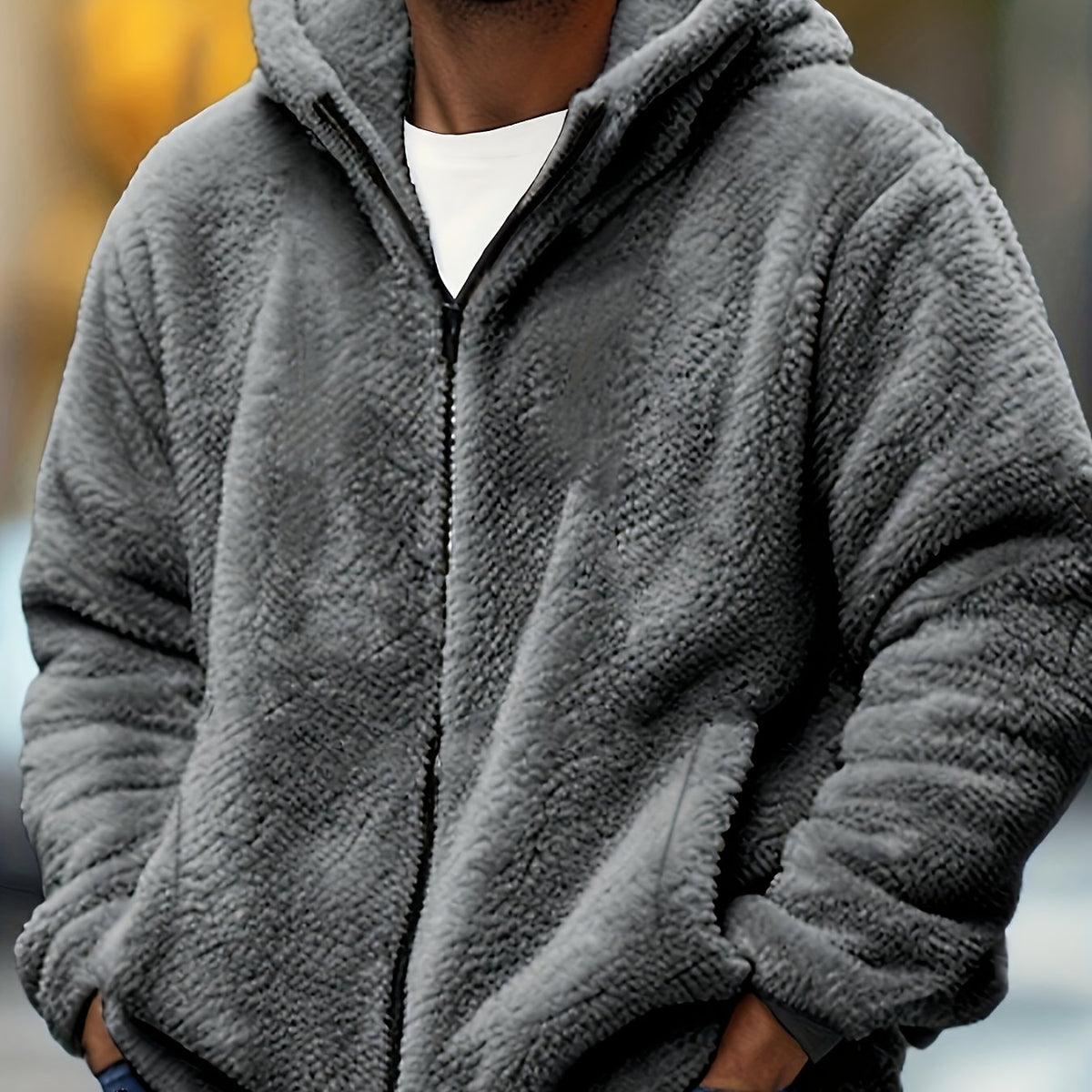 Gray Sherpa Fleece Jacket for men