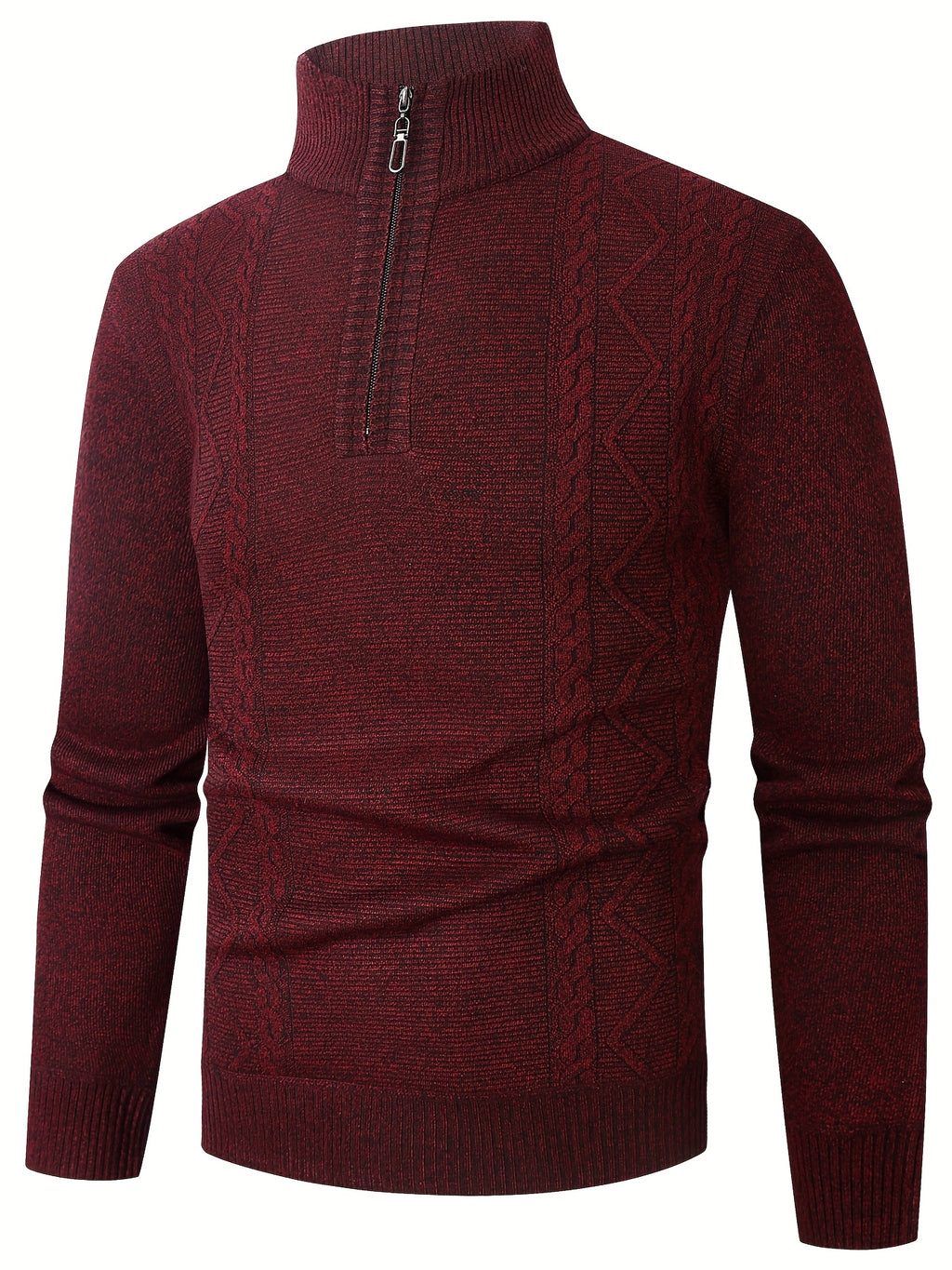 Burgundy Quarter Zip Sweater for men