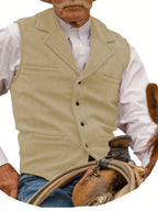 Herringbone Suit Vest for Men with Button Front