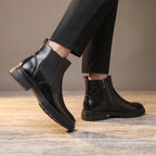 Double Buckle Chelsea Boots for Men with Side Zip