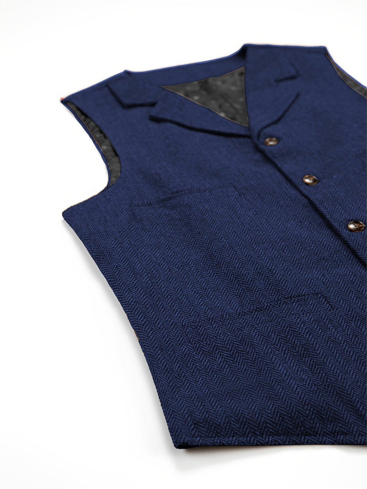 Herringbone Suit Vest for Men with Button Front