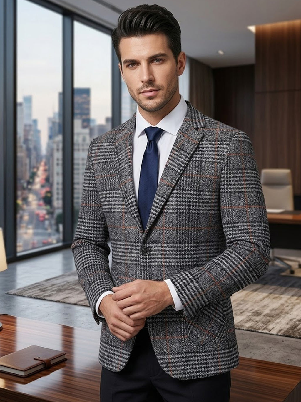 Gray Check Blazer for men, view 7