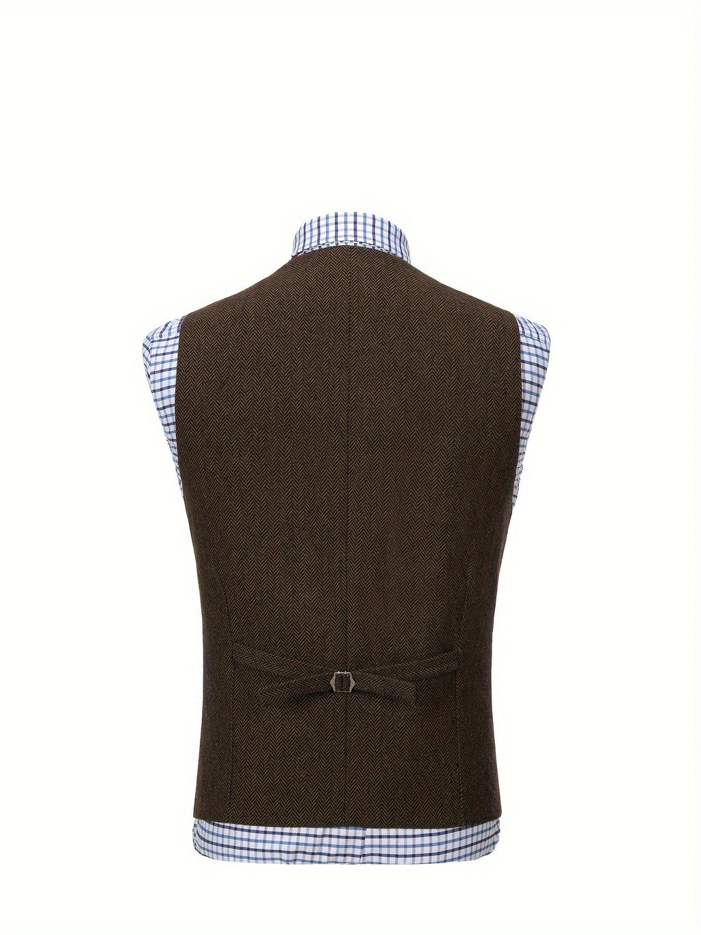 Herringbone Suit Vest for Men with Button Front