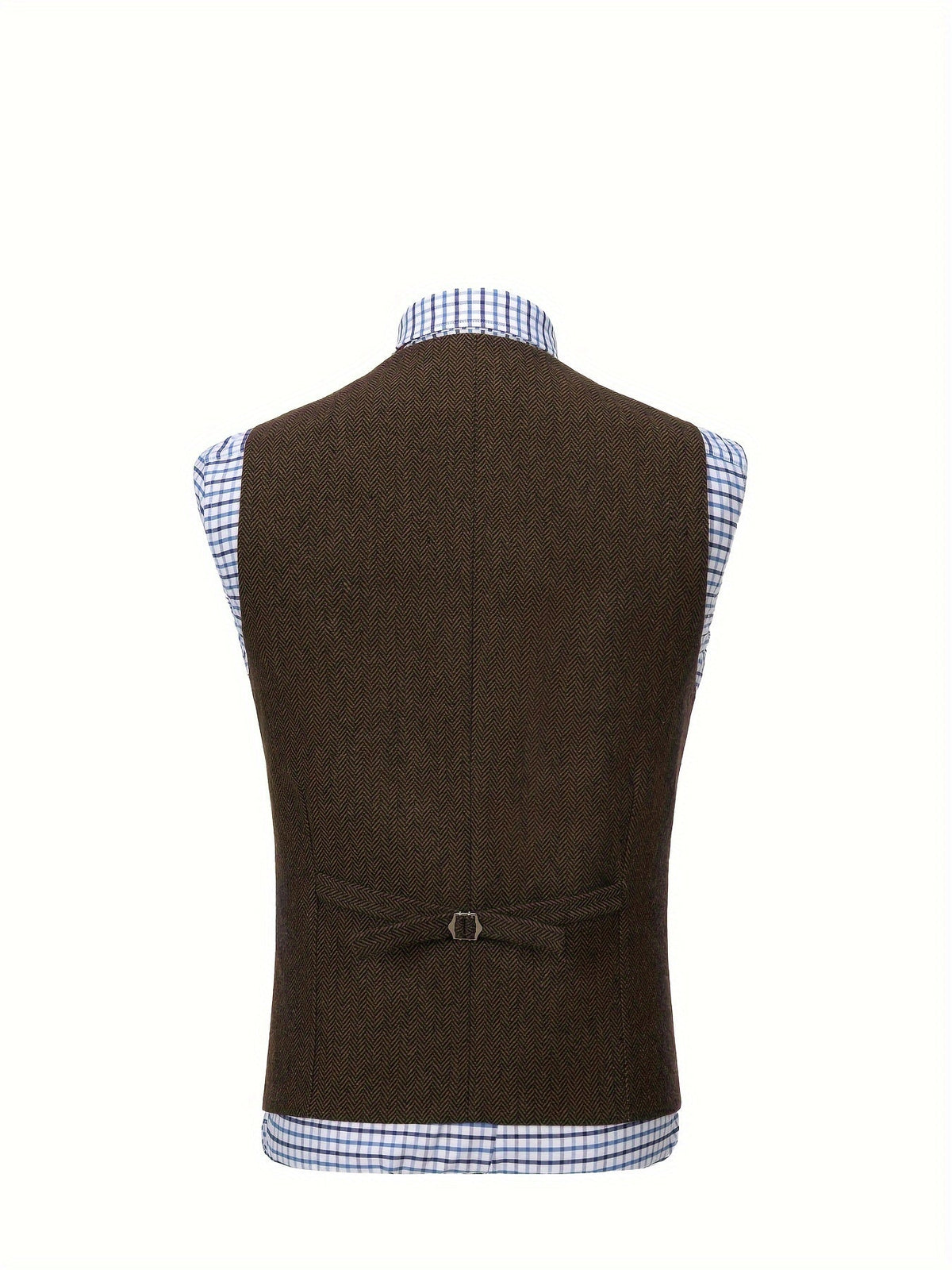 Herringbone Suit Vest for Men with Button Front