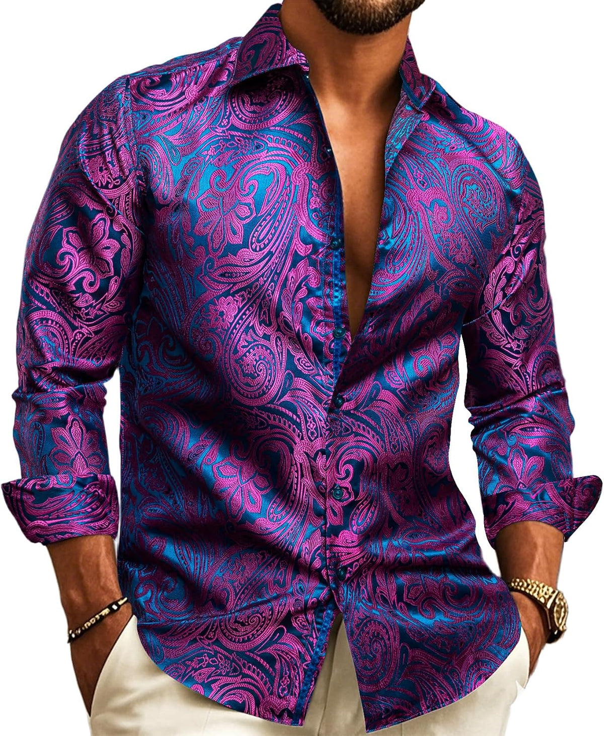 Violet Paisley Dress Shirt for men