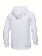 Mens waffle knit hoodie in White, back view