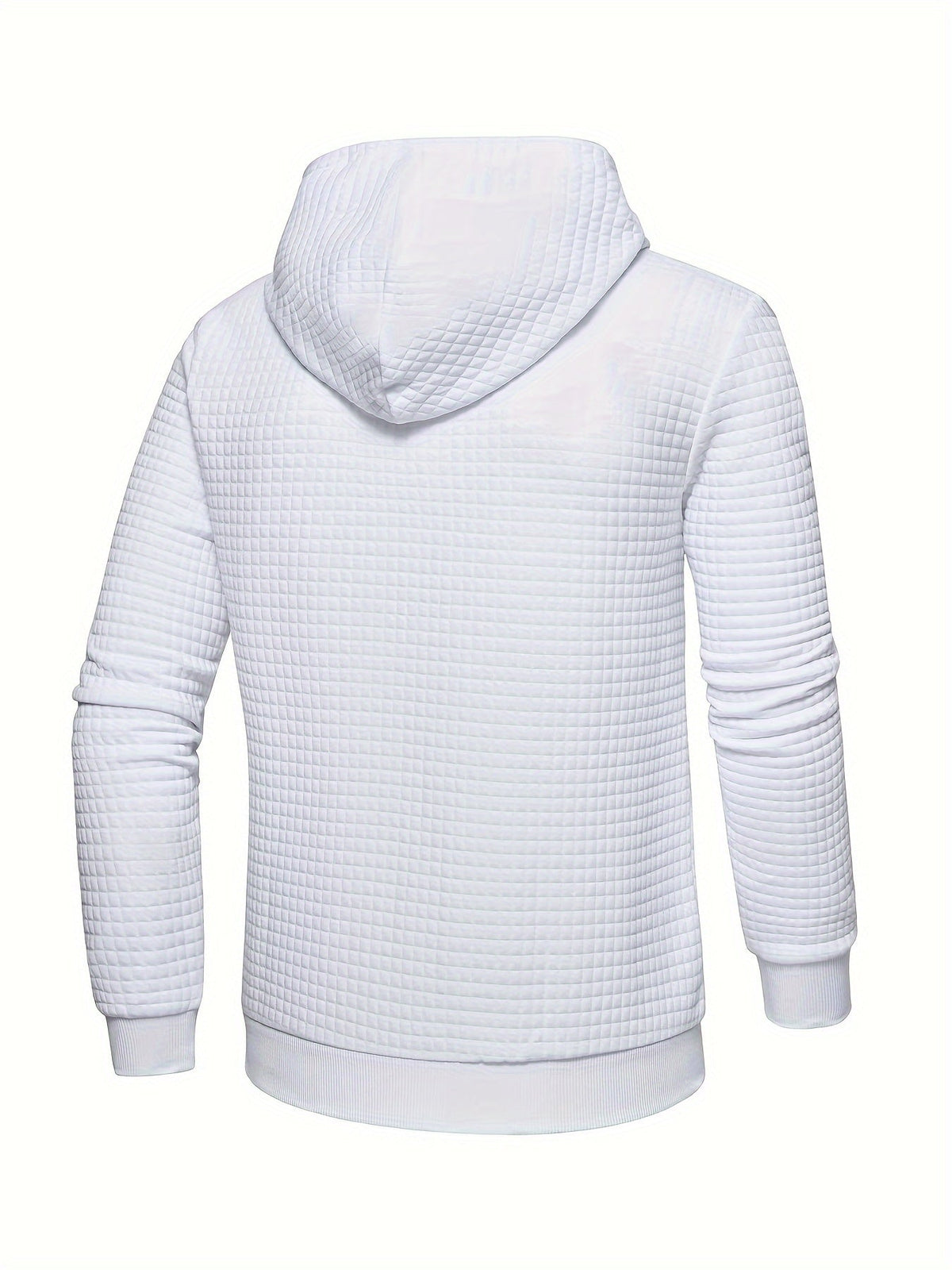 Mens waffle knit hoodie in White, back view