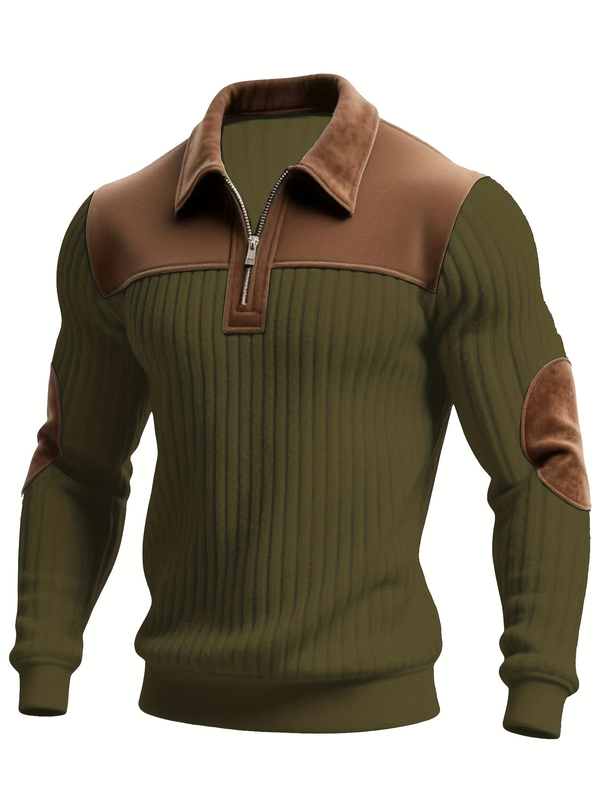 Olive Quarter Zip Sweater for men