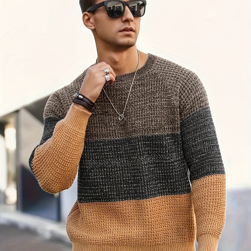 Color Block Crewneck Sweater