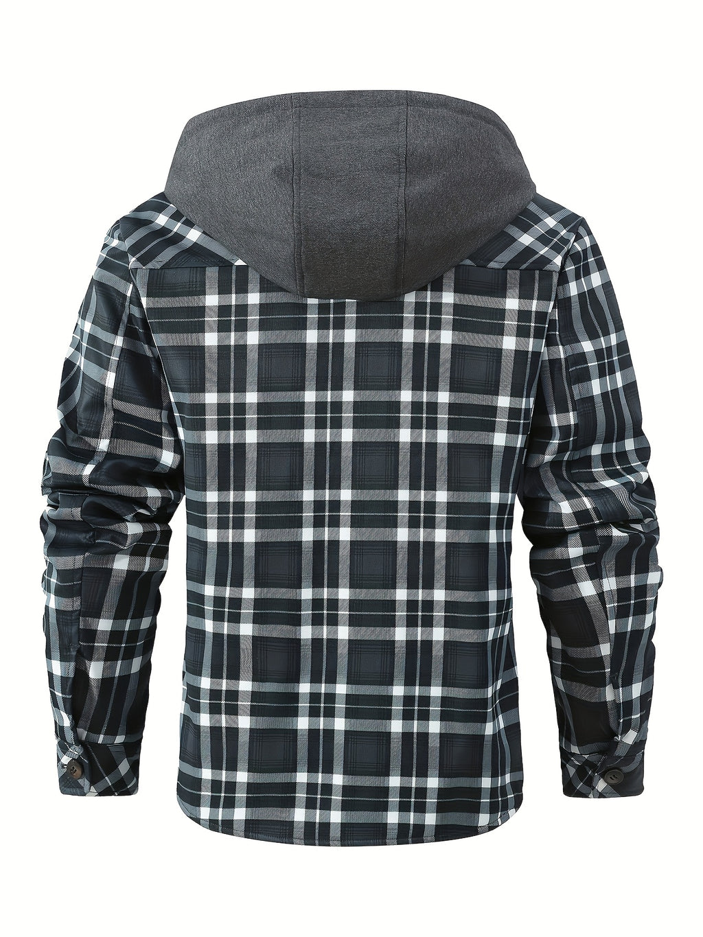 Blue Hooded Flannel Shirt Jacket for men, view 7