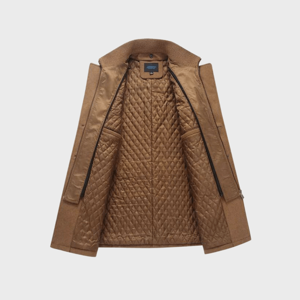 Double Breasted Pea Coat with Stand Collar