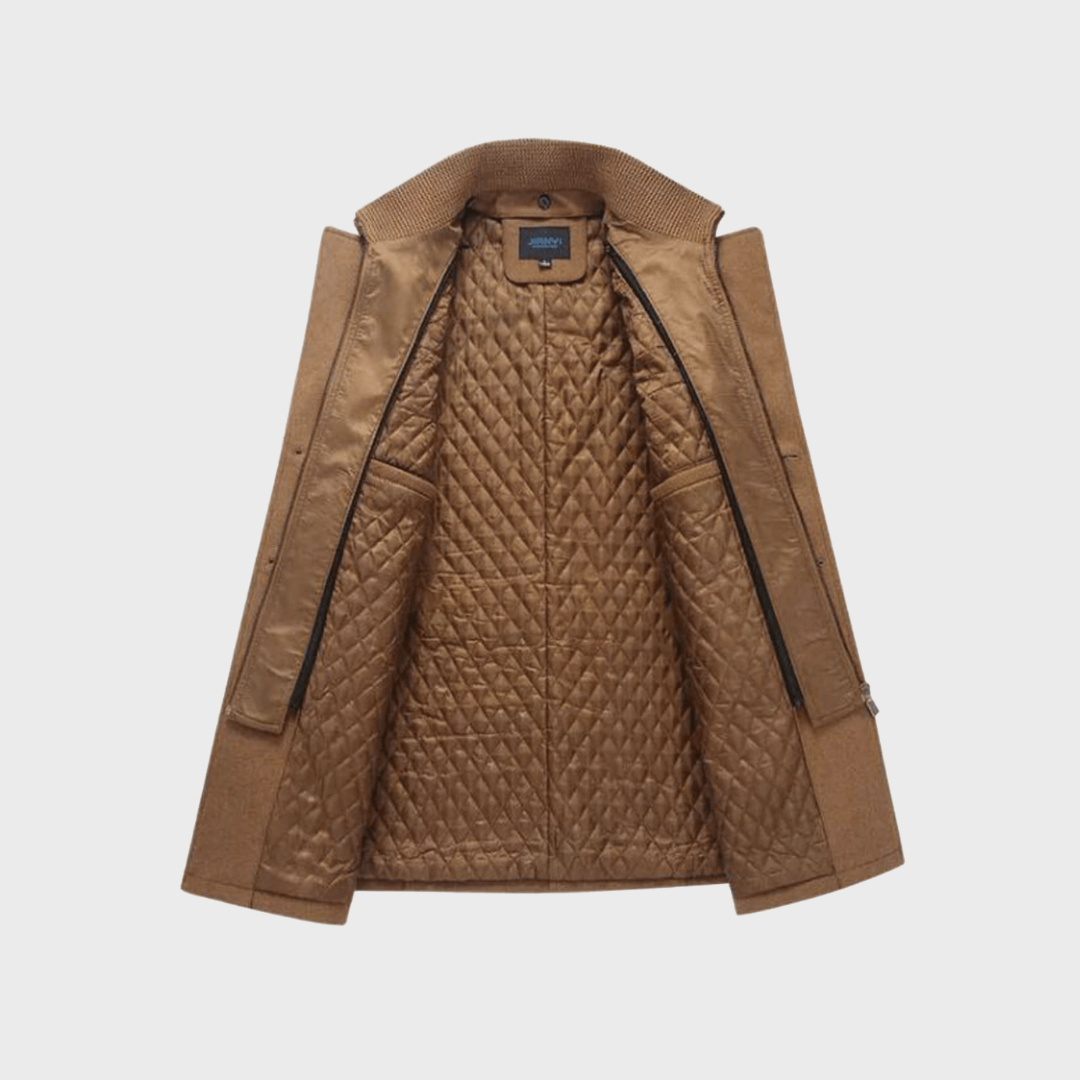 Double Breasted Pea Coat with Stand Collar