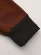 Mens zip up hoodie in Brown, sleeve with black ribbed cuff
